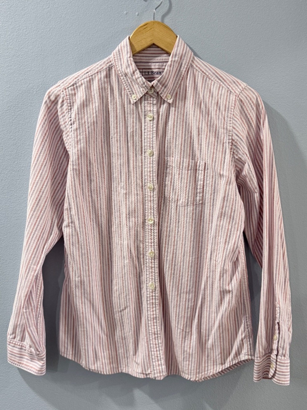 L.L. Bean Pink Stripe Button Down Shirt XS